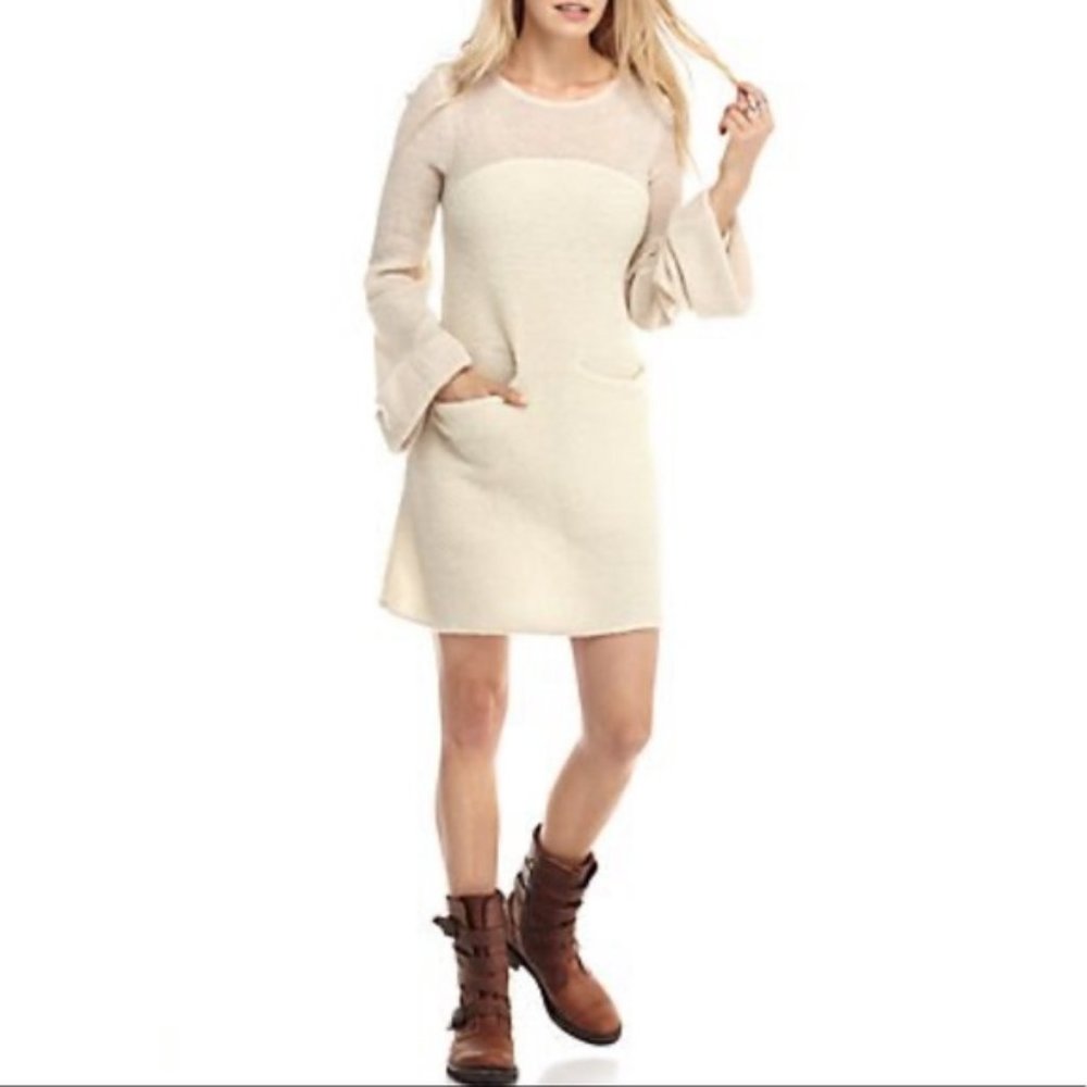 Free People White Rabbit Ivory Sweater Dress XS